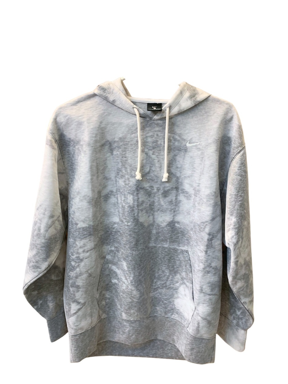 Nike Gray White Tie Dye Print Hoodie Sweatshirt Pullover Hoodie Sporty Active